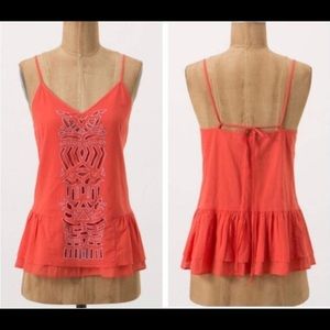 Lilka Anthropologie orange top S